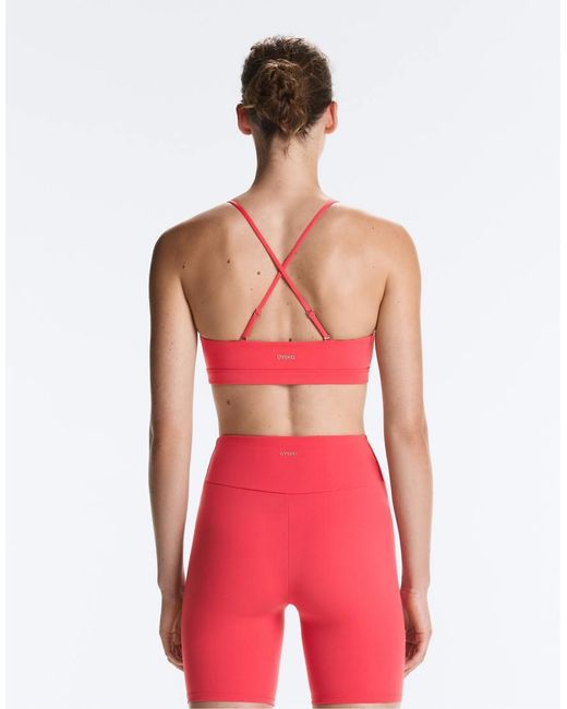 Oysho Red Comfortlux Light-support Sports Bra With Crossover Straps