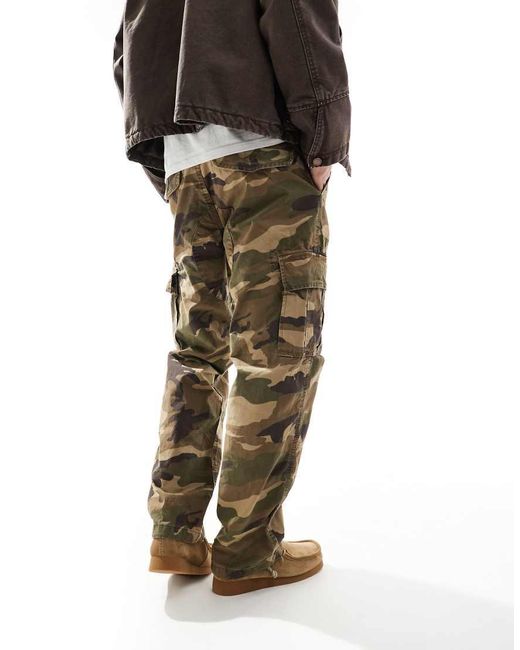 Superdry Brown Cotton Baggy Cargo Pants for men