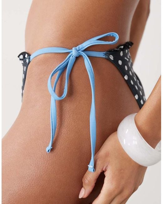 Reclaimed Vintage Multicolor Tie Side Bikini Bottom With Frill
