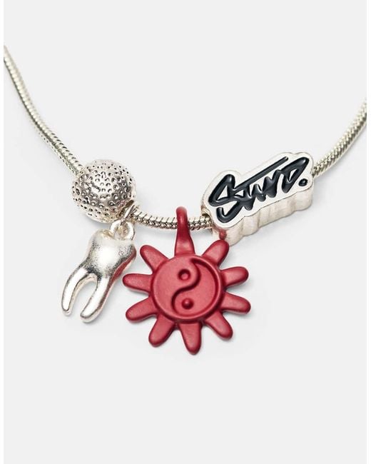 Pull&Bear Metallic Double Stwd Necklace for men