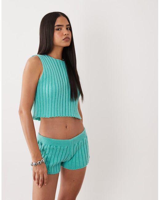 Kiwi & Co Red Ribbed Knit Micro Shorts