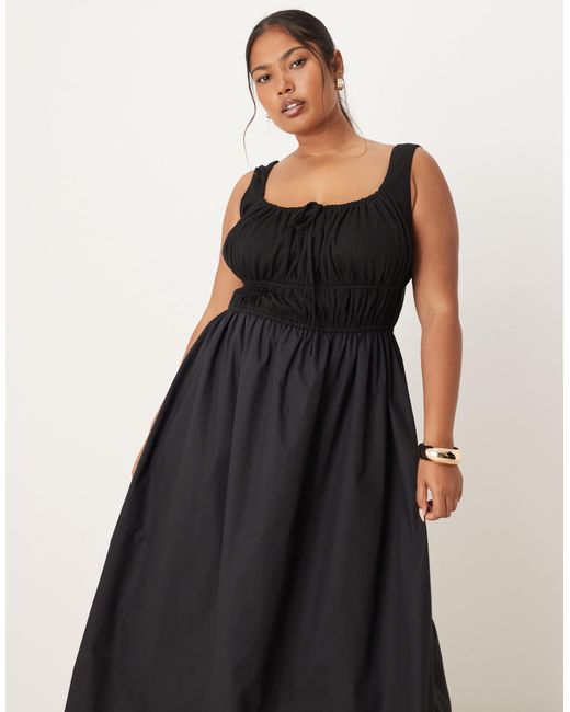 Asos design curve - robe longue en coton mélangé ASOS en coloris Black
