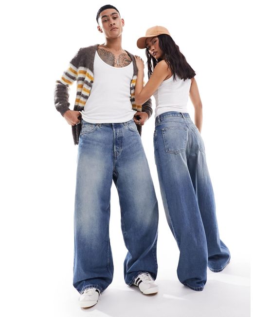 Astro - jeans unisex a fondo ampio jackpot di Weekday in Blue