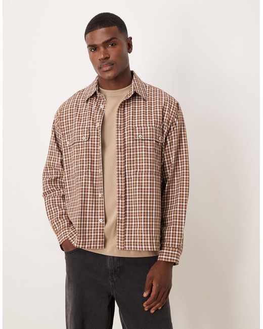 Chemise oversize à poches cargo et carreaux - marron ASOS pour homme en coloris Natural