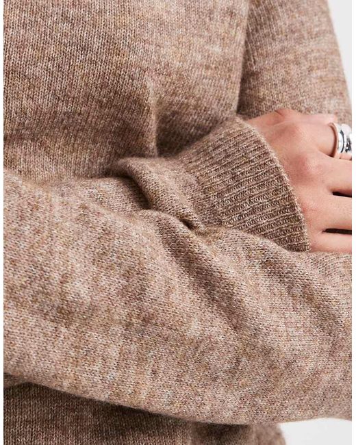 Pieces Brown High Neck Jumper