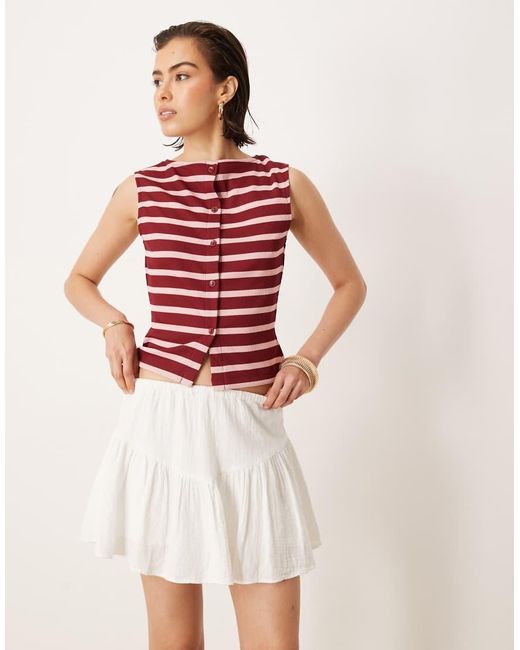 Pimkie White Cotton Textured Tiered Mini Skort