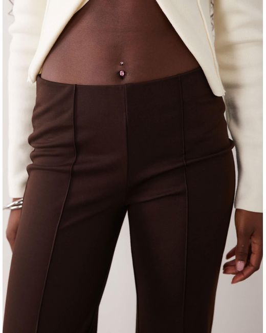 Mango Brown Pleated Front Flared Pants