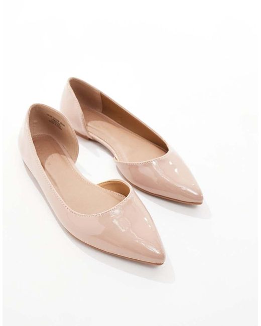 ASOS Wide Fit Virtue D'Orsay Pointed Ballet Flats in Natural | Lyst UK