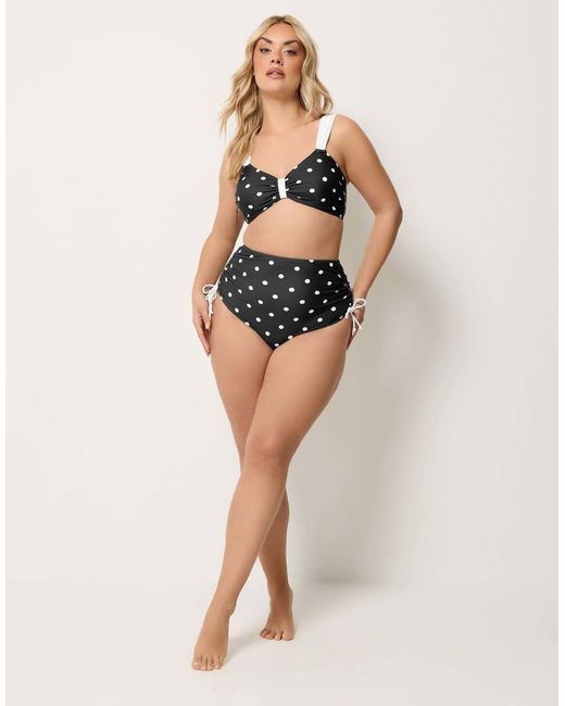 Yours Clothing Black Polka Dot Bikini Top