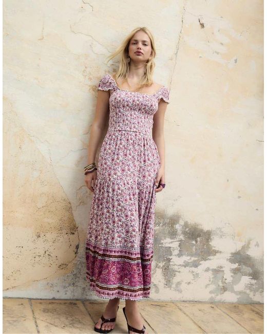 Stradivarius Zwierige Lange Jurk Met Print in het Pink