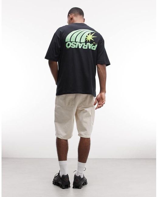 ASOS Blue Oversized T-shirt With Paraiso Graphic for men
