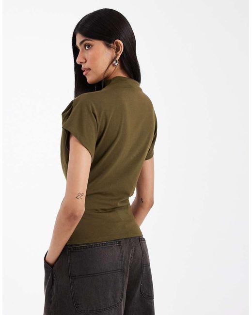 ASOS Green Twist Shoulder Drapey Top