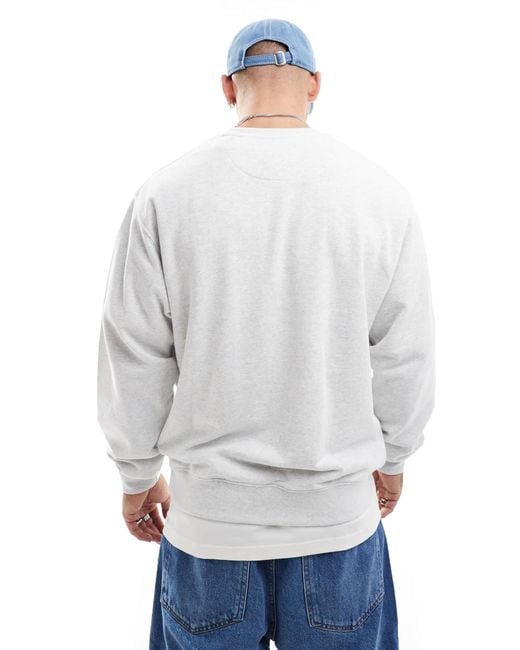 Jack & Jones White Super Oversized Crew Neck Sweatshirt for men