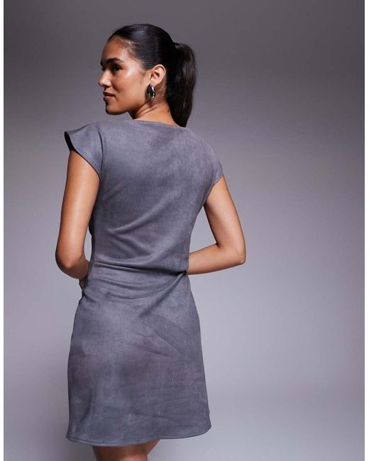 ASOS Blue Suede Drape Mini Dress