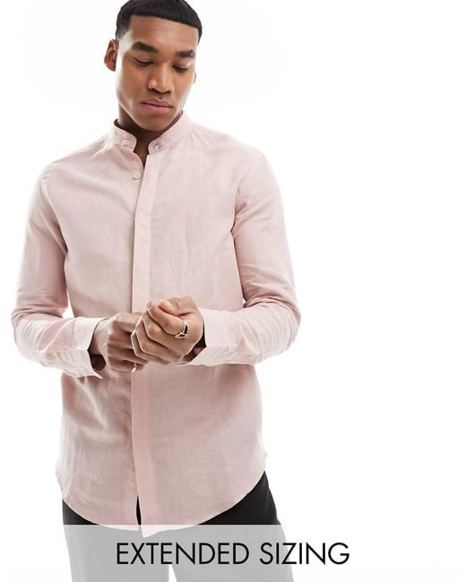 Camicia Serafino Elegante da Uomo di ASOS in Rosa Lyst