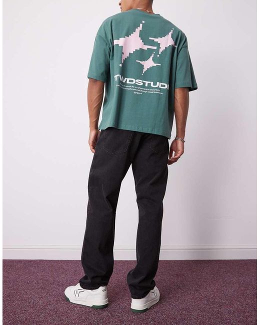 Weekday Black Space Relaxed Fit Straight Leg Jeans for men
