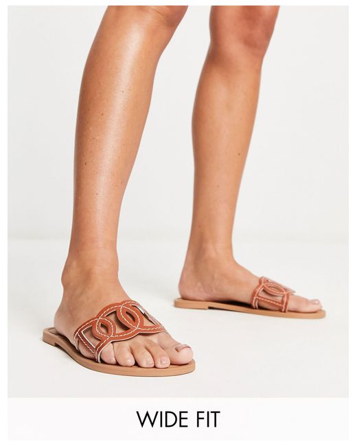 white wide fit flat sandals