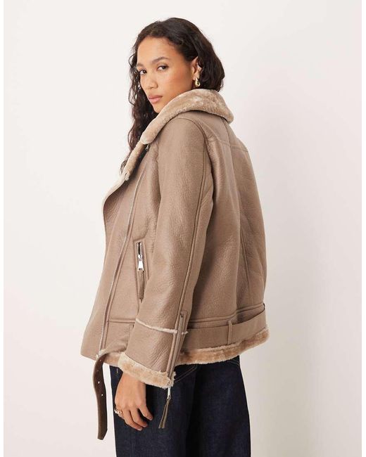 Barney's Originals Natural Faux Shearling Aviator