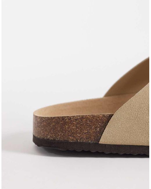 ASOS White Two Strap Sandals With Cork Sole for men