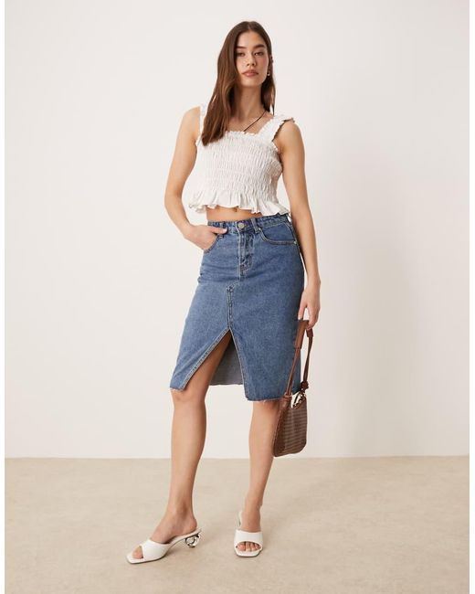 Glamorous Blue Shirred Crop Top