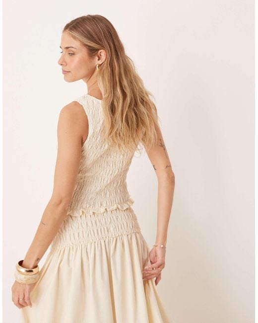 ASOS Natural – gesmoktes, ärmelloses tanktop