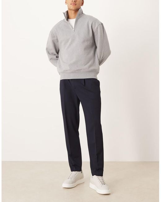 ASOS Blue Tailored Tapered Fit Trousers for men