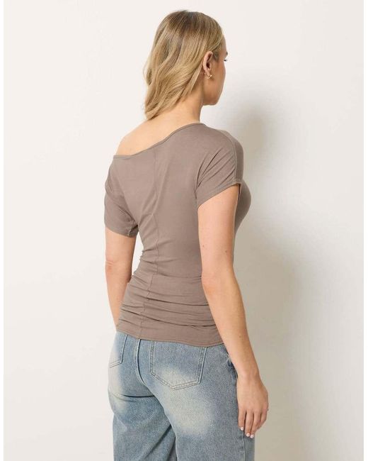 Long Tall Sally Blue Off Shoulder Ruched Top
