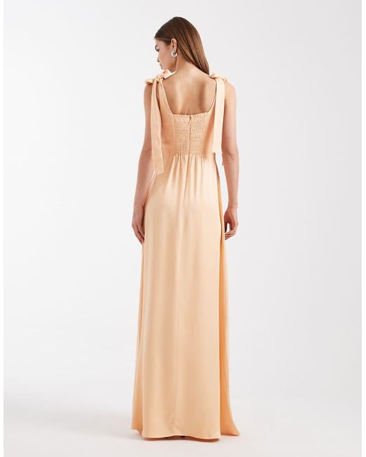 Maids To Measure Natural Bridesmaid Tie Shoulder Maxi Dress