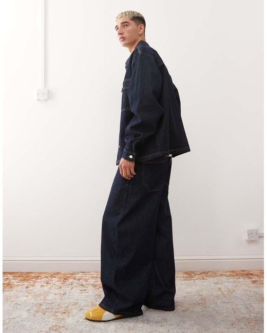 Reclaimed Vintage Blue Western baggy Jean Co-ord for men