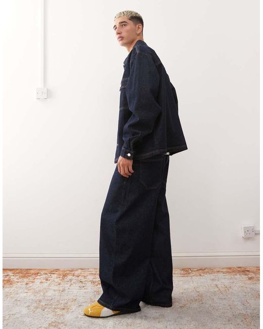Reclaimed Vintage Blue Western baggy Jean Co-ord for men
