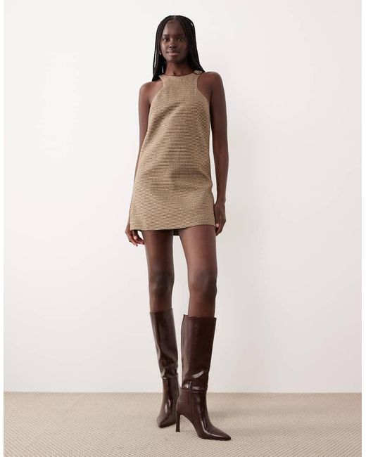 Mango Brown Sleeveless Tailored Mini Dress