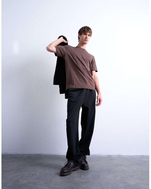 Topman Black Straight Leg Interlock jogger for men