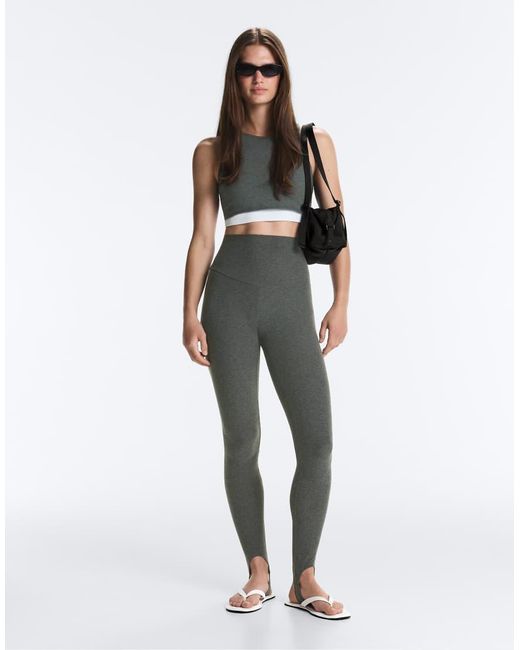 Oysho Gray Marl Overlay Halterneck Tank Top