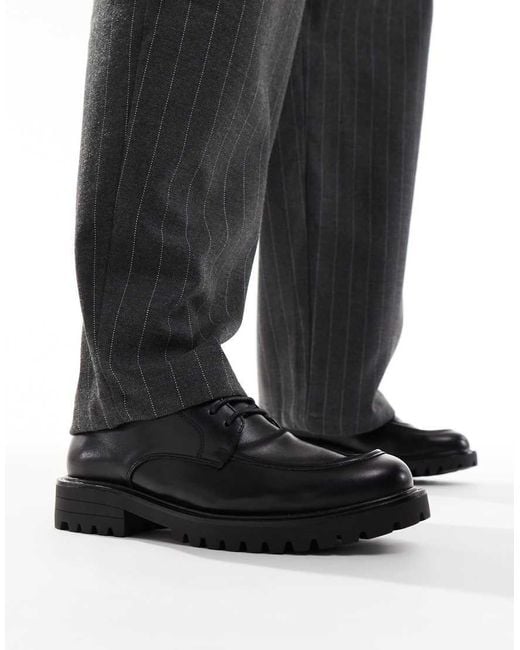 Truffle Collection Black Chunky Apron Toe Lace Up Shoes for men