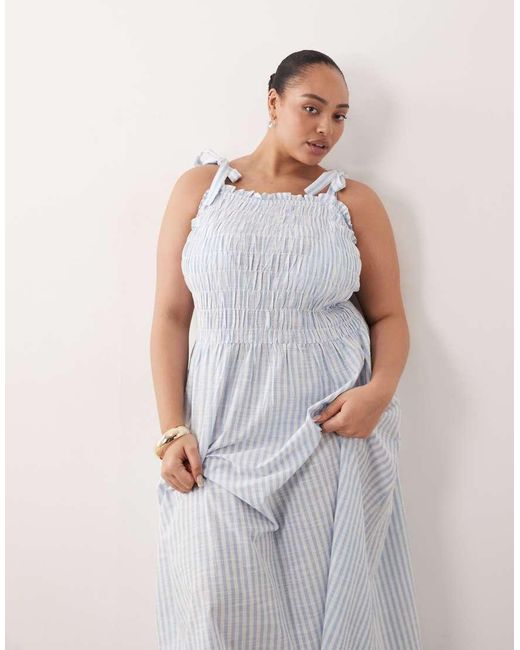Esmee Curve Purple Tie Strap Shirred Maxi Beach Dress