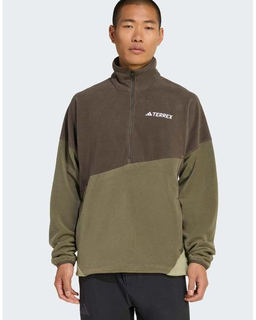 Adidas Originals Green Terrex Multi Climawarm Fleece Anorak for men