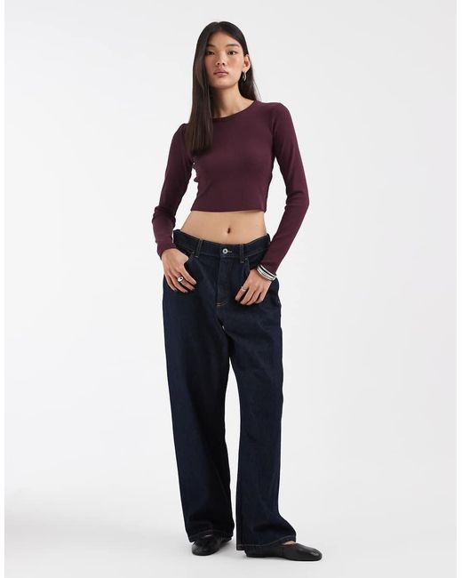 JJXX Geribbelde Crop Top in het Purple