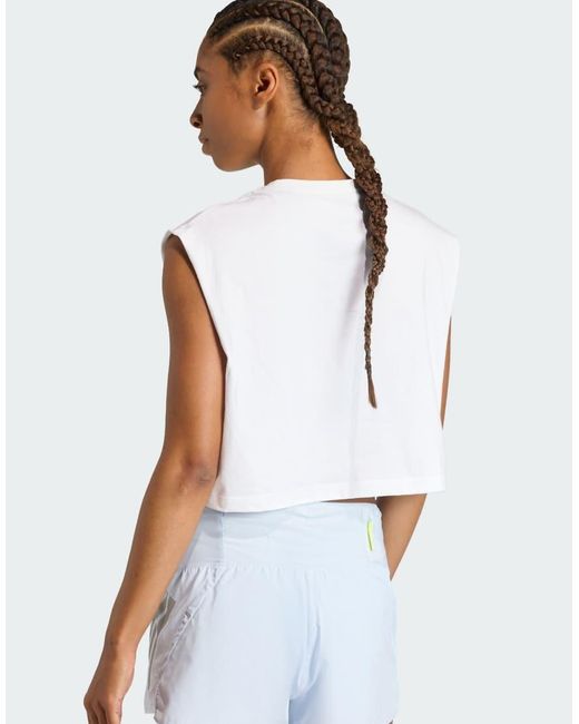 Adidas Originals White Adi365 Running Essentials Crop T-Shirt