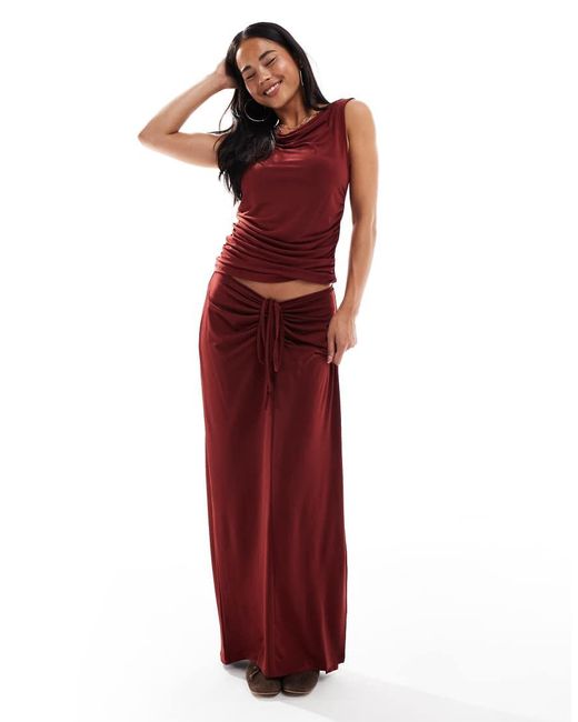 Vero Moda Red Slinky Sleevless Slash Neck Tank Top Co-ord