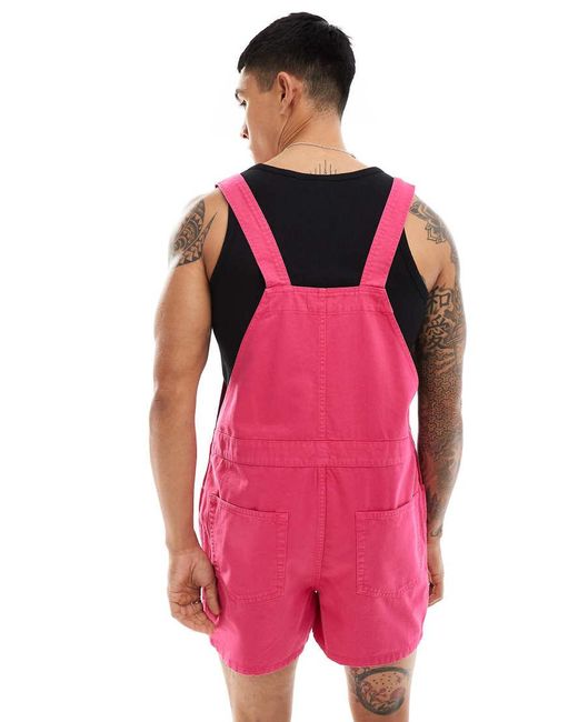 ASOS Pink Shorter Length Dungaree for men