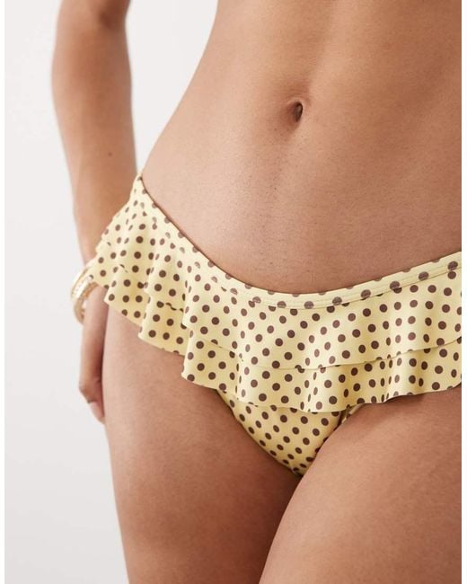 ASOS Natural Dottie Frill Cheeky Bikini Bottom
