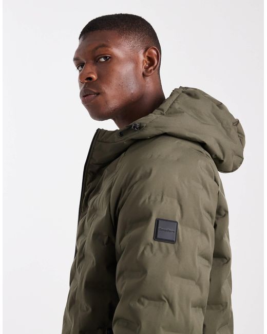Doudoune texturée à capuche - kaki Threadbare pour homme en coloris Green