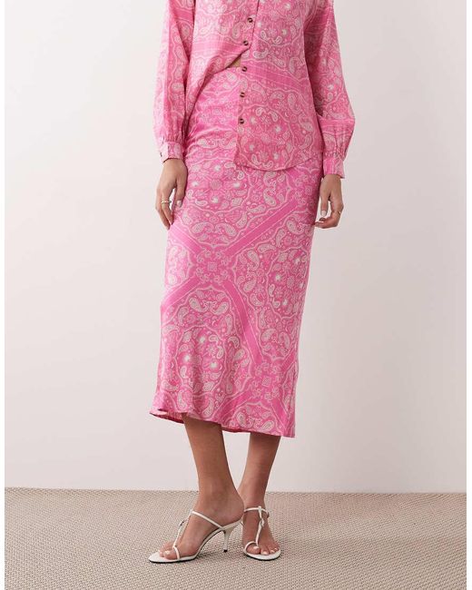 Never Fully Dressed Pink Dorris Satin Maxi Skirt Co-ord