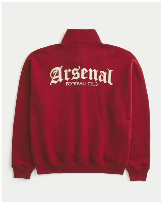 Hollister Red Quarter-Zip Arsenal Fc Sweatshirt for men