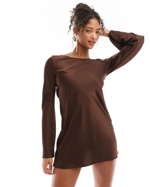brown shoes dress outfit Neoprene & Satin Wrap Bodycon Dress - Brown
