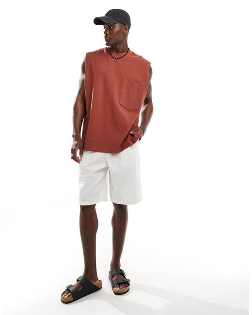 Canotta Oversize Rossa Con Tasca Sul Davanti di ASOS in Red da Uomo