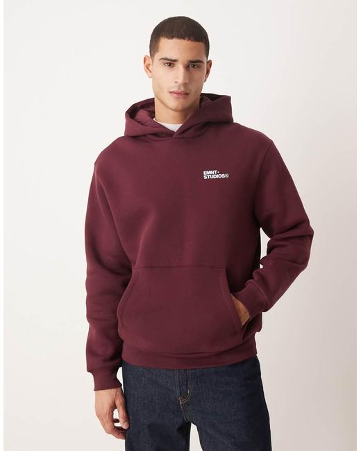 ASOS Red Relaxed Hoodie With Logo Print for men