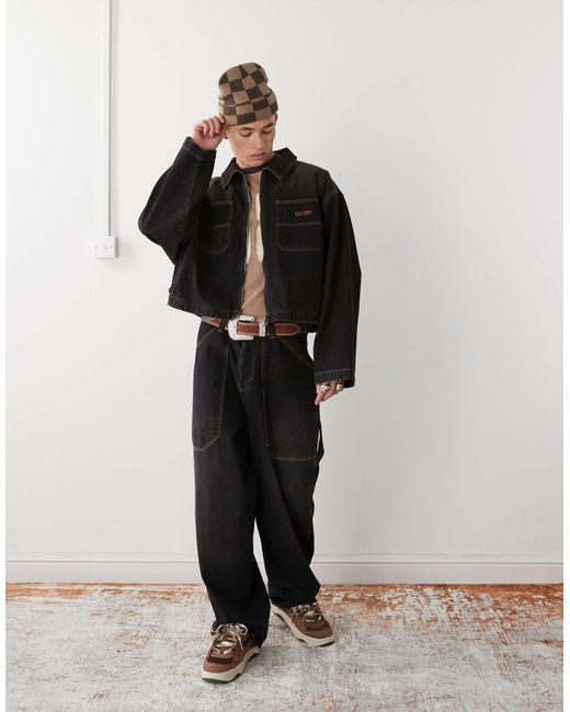 Collusion Black Zip Through Denim Jacket for men