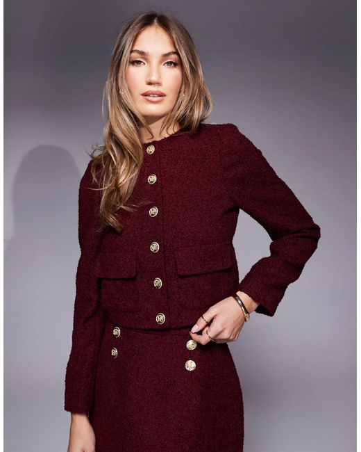 Trophy - veste d'ensemble en tissu bouclé - bordeaux River Island en coloris Purple