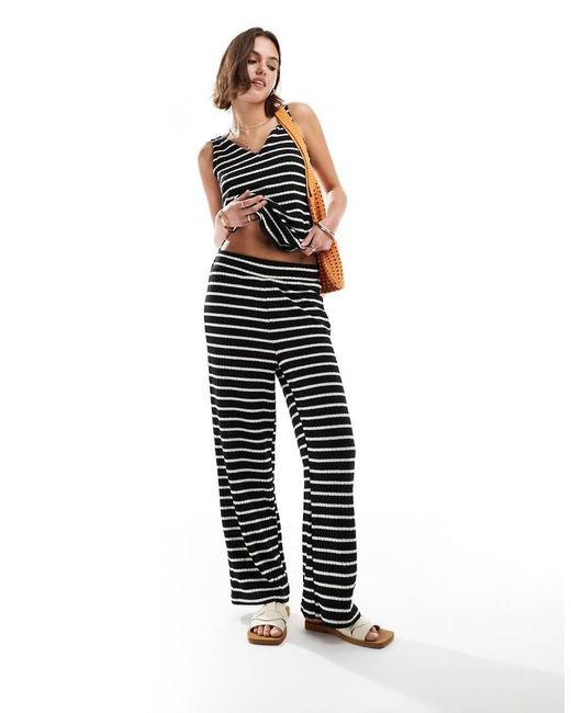 New Look Blue Stripe Rib Trouser Co Ord